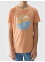 4F Chlapčenské regular tričko s potlačou - koralové