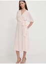 Šaty Lauren Ralph Lauren ružová farba,midi,áčkový strih,250909381