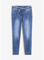 bonprix Skinny džínsy s asymetrickým pásom, farba modrá