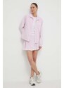 Sukňa Guess ARLETH ružová farba, mini, áčkový strih, V4GD19 WG2Q0