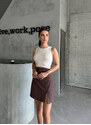 Laluvia Burgundy Plaid Front Slit Mini Skirt