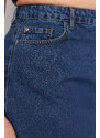 Trendyol Curve Modrá džínsová sukňa v tvare A s vysokým pásom