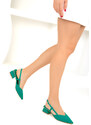SOHO Zelené matné saténové dámske klasické topánky na podpätku