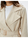 Koton Trench Coat Double Breasted Closure Buttoned Belted Pocket Windbreaker Detailed