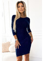 NUMOCO Tmavomodré mini šaty s trblietkami ELEONORA 529-2