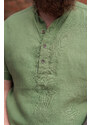 POHAN Ľanová košeľa Mojmír zelená s krátkym rukávom