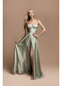 Paris Style Svetlozelené dlhé šaty so šnurovaním Emma