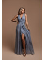 Paris Style Sivo-modré dlhé šaty Marion
