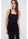 Rifľové šaty Karl Lagerfeld čierna farba, mini, priliehavá