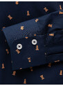 Ombre Clothing Pánske bavlnené vzorované tričko SLIM FIT - atramentové V3 OM-SHCS-0151