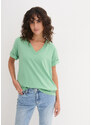 bonprix Široké dlhé tričko, V-výstrih (5 ks), krátky rukáv, farba ružová