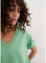 bonprix Široké dlhé tričko, V-výstrih (5 ks), krátky rukáv, farba ružová