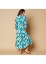 Blancheporte Dlhé šaty s gombíkmi a potlačou kvetín modrá/biela 036