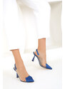 SOHO Modré džínsové dámske klasické topánky na podpätku
