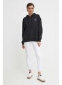 Bavlnená mikina Calvin Klein Jeans dámska,čierna farba,s kapucňou,s potlačou,J20J223087