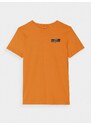 4F Chlapčenské tričko s potlačou z organickej bavlny - oranžové