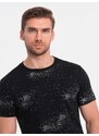 Ombre Clothing Pánske tričko s celoplošnou potlačou a rozptýlenými písmenami - čierne V8 OM-TSFP-0179