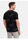 Ombre Clothing Pánske tričko s celoplošnou potlačou a rozptýlenými písmenami - čierne V8 OM-TSFP-0179