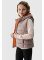 Girls' down vest with 4F synthetic down filling - beige