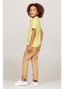 Detská bavlenná polokošeľa Tommy Hilfiger žltá farba, jednofarebný