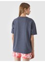 4F Dievčenské oversize tričko s potlačou - šedé