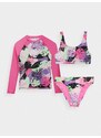 4F Dievčenské trojdielne plavky (top + tričko s dlhým rukávom) - viacfarebné