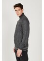 AC&Co / Altınyıldız Classics Men's Anthracite-melange Standard Fit Normal Cut Full Turtleneck Jacquard Knitwear Sweater.