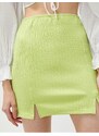 Koton Mini Skirt with Slit Detail Elastic Waist.