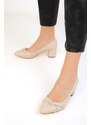Soho Women's Beige Classic Heeled Shoes 18648