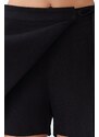Trendyol Black Woven Slit Linen-blend Short Skirt
