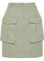 Trendyol Mint Premium Quality Pocket Detailed Mini Length Woven Skirt