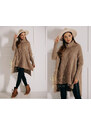 Fashionweek Luxusné pončo sveter, vlnený pletený kabát s teplým rolákom RITA