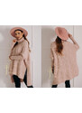 Fashionweek Luxusné pončo sveter, vlnený pletený kabát s teplým rolákom RITA