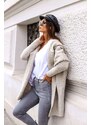 Fashionweek Dámsky luxusný pletený kabát, kardigan s kapucňou BETI