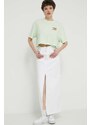Rifľová sukňa Tommy Jeans biela farba, maxi, rovný strih, DW0DW17991