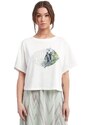 Dámske biele voľné tričko s potlačou od značky Liu-Jo