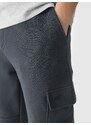 4F Chlapčenské teplákové nohavice typu jogger - grafitové