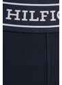 Šortky Tommy Hilfiger dámske,tmavomodrá farba,jednofarebné,vysoký pás,WW0WW41496