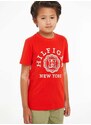 Detské bavlnené tričko Tommy Hilfiger červená farba, s potlačou