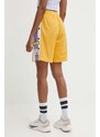 Šortky adidas Originals dámske, žltá farba, vzorované, vysoký pás, IS2471