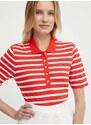 Polo tričko Tommy Hilfiger dámsky, červená farba, WW0WW39531