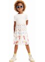 Dievčenské šaty Desigual biela farba, mini, áčkový strih