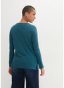 bonprix Bavlnené tričko s dlhými rukávmi s gombíkovou légou, farba modrá