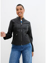 bonprix Koženková bunda s bočnými strečovými vsadkami, farba čierna