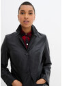bonprix Ľahký koženkový kabát, vypasovaný, farba čierna