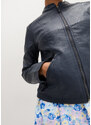 bonprix Koženková bunda s bočnými strečovými vsadkami, farba modrá