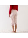 Blancheporte 3/4 pyžamové nohavice s potlačou kvetín na koncoch nohavíc ružová 036