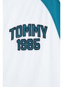 Bunda Tommy Jeans pánska, biela farba, prechodná, oversize, DM0DM18699