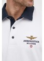 Polo tričko Aeronautica Militare pánske, biela farba, s nášivkou, PO1768P191