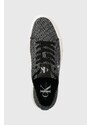 Tenisky Calvin Klein Jeans FLATFORM+ CUPSOLE LOW LACE CS MR dámske, čierna farba, YW0YW01420
